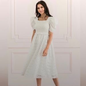 Rachel Parcell White Smocked Waist Prairie Dress Size Small